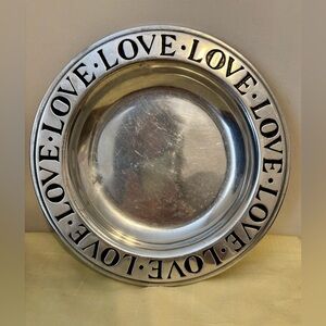 Silver Love Engraved Decorative Plate